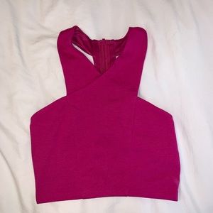 Fuchsia pink Express criss cross zip up crop top💗
